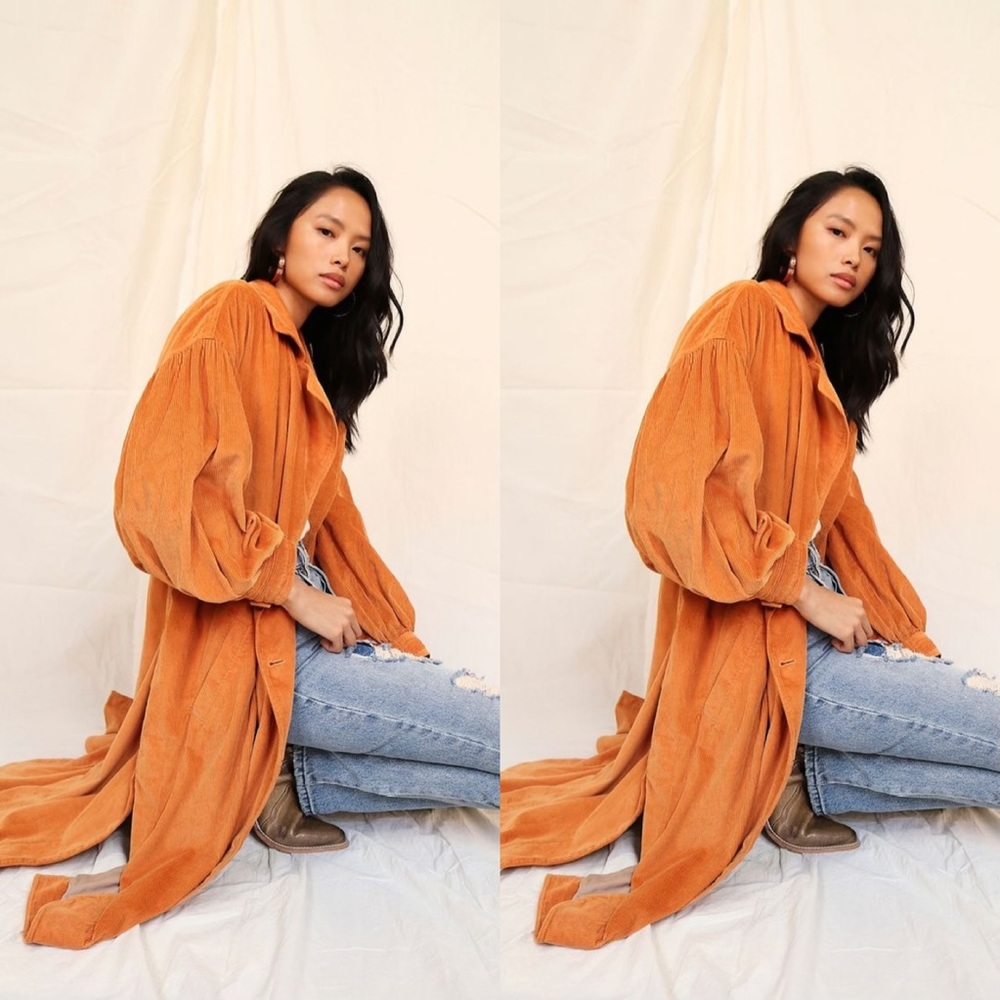 Free People Jenna Cord Trench Coat - Picture 2 of 9